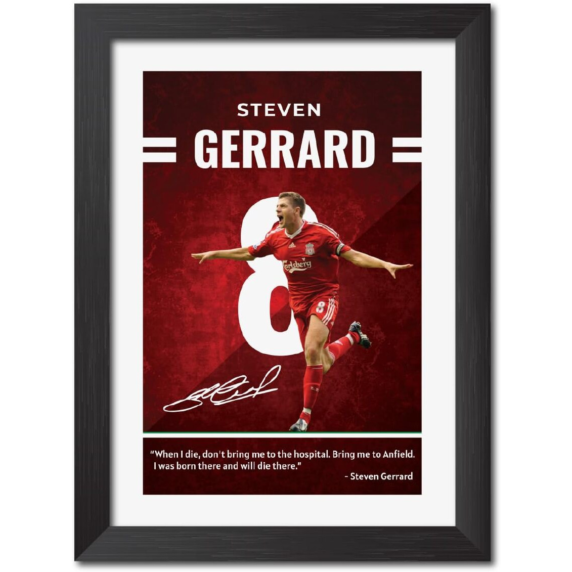 Tenorarts Steven Gerrard Poster Frame Liverpool Laminated Photo Print Framed Painting With Matt Finish Black Texture (12 Inches X 9Inches)