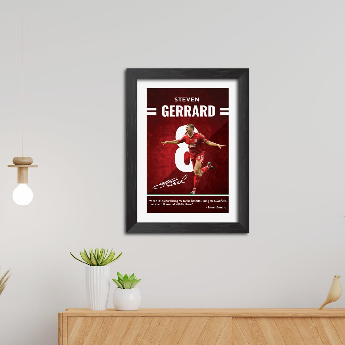 Tenorarts Steven Gerrard Poster Frame Liverpool Laminated Photo Print Framed Painting With Matt Finish Black Texture (12 Inches X 9Inches)