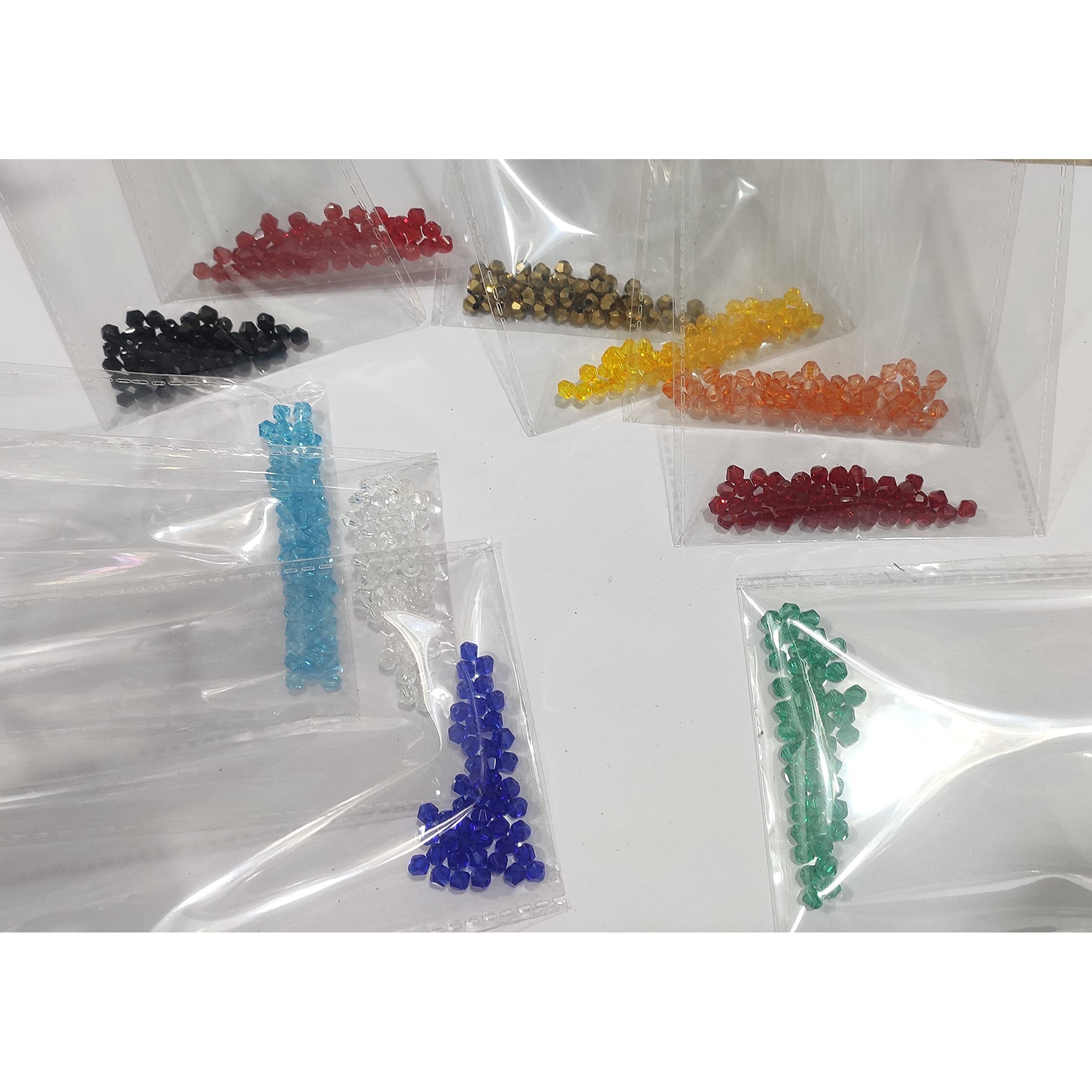 Omx Multi Colour Bicone Net 60 Gram, Total - 500 Beads In 10 Multi Coulours, 50 Pc (6 Gram) Each, 4Mm Bicone Crystal Beads Charm Glass Beads Loose Spacer Bead For Diy Jewelry Making (Color Mix Colors)