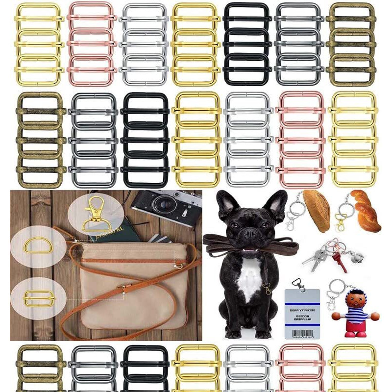 Diy Crafts 10 Pcs Slide Buckles, Chrome Gold, Iron Lobster Claw Clasps Swivel Lanyardstrigger Snap Hooks Strap, D Rings Slide Buckle For Keychain, Bags An (10 Pcs Slide Buckles, Chrome Gold)