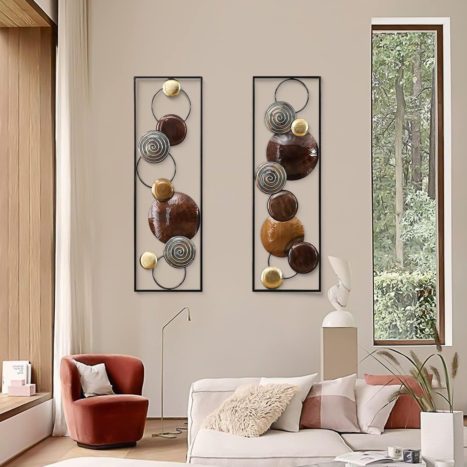 Pedex Modern Metal Wall Art Hanging Decoration Big Frame For Home, Multicolor Leaves Wall Sculpture For Living Room, Bedroom, Dining Room, Study Room (12X36 Inch)