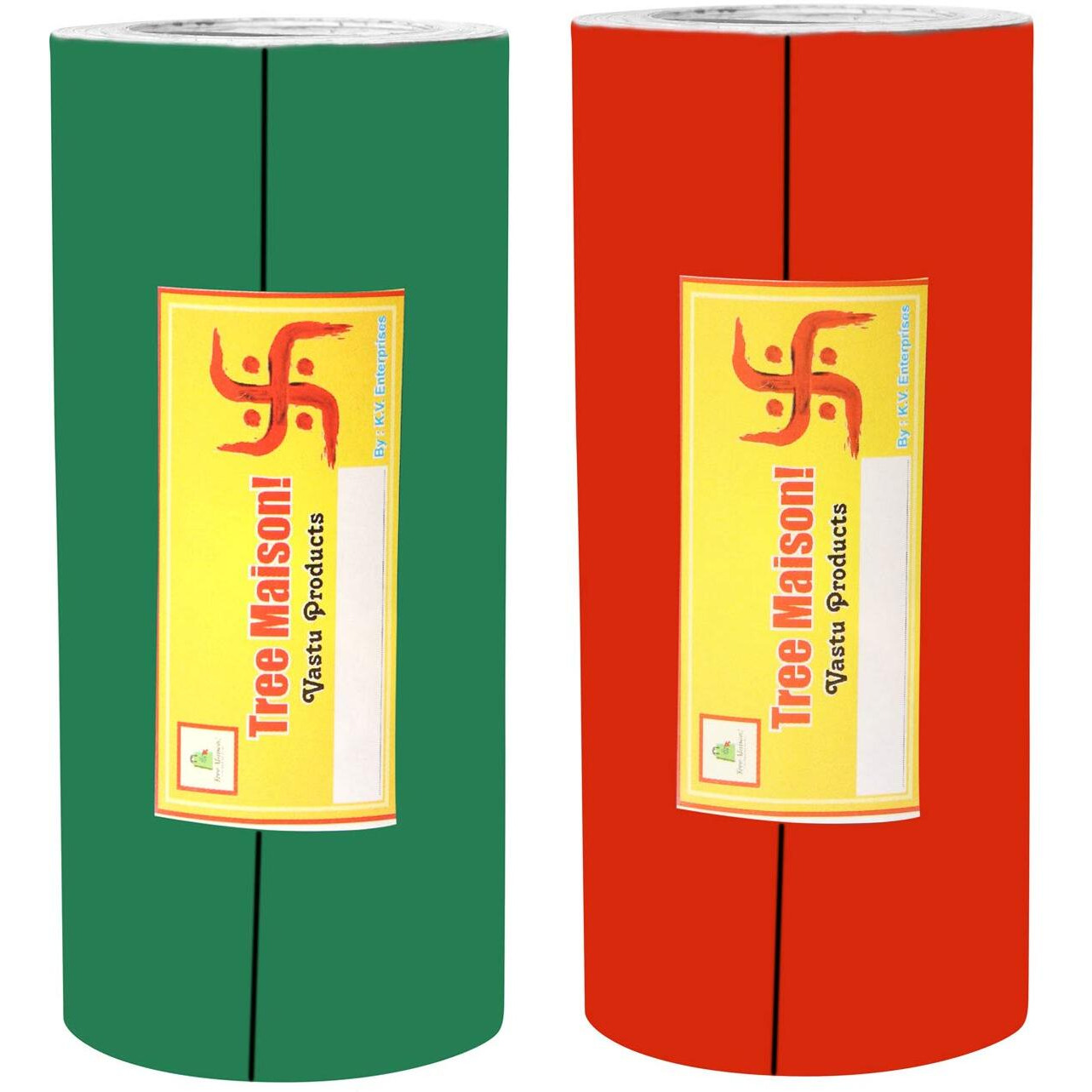 Treemaison Vastu Green - Red Tape | Size - 4 Inch | Length- 8 Feet (Approx) |Vastu Tape Remedy For Toilet | Vastu Tape For Main Door Entrance | Pack Of 2