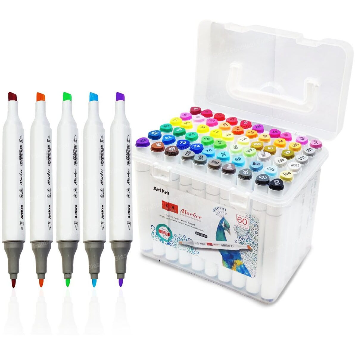 Funblast Color Markers Twin Tip - Double Tip Markers For Artist, Sketch Alcohol Markers Set, Drawing Colour Markers For Kids, Marker For White Board (60)