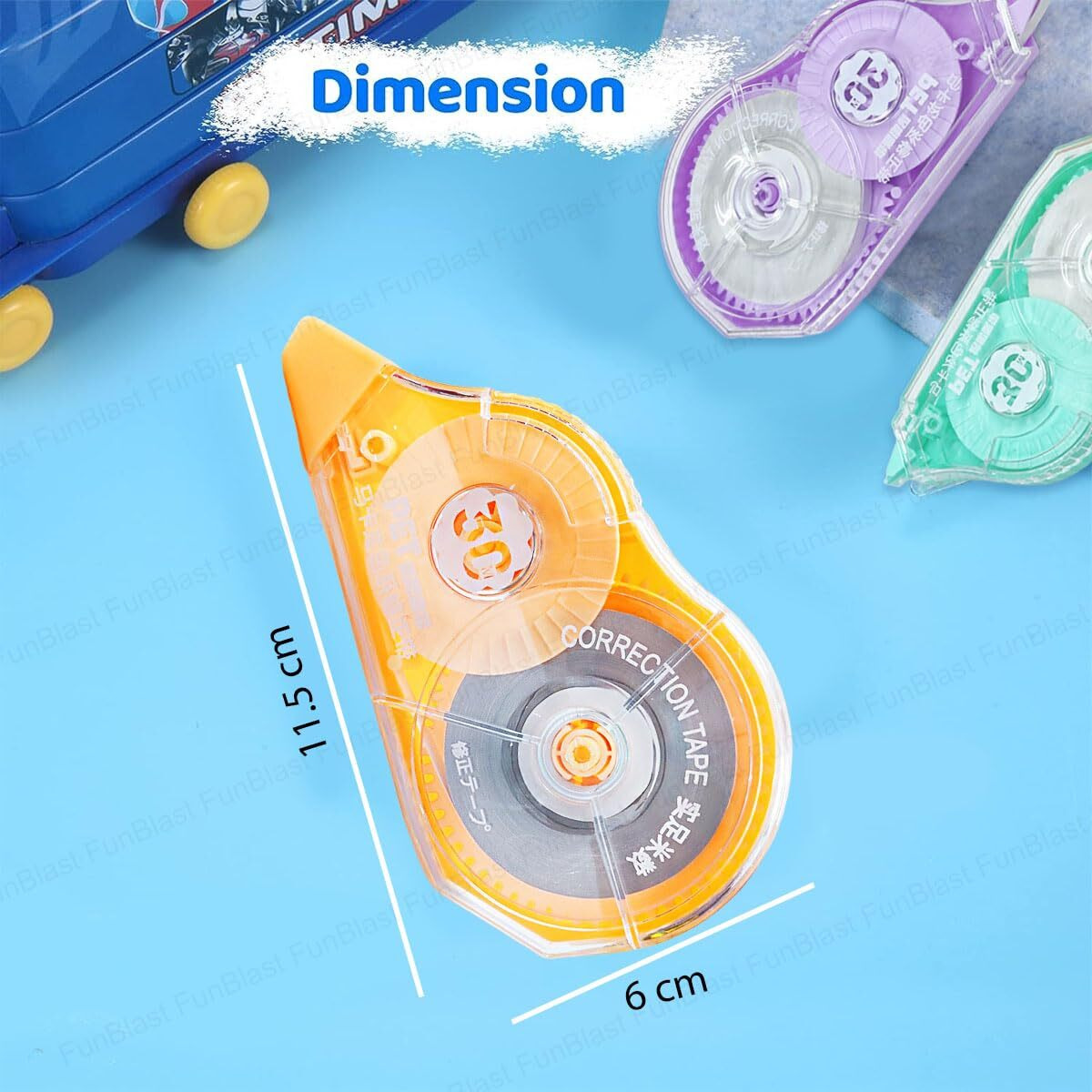 Funblast Correction Tape - Pack Of 1 Pcs Correction Tape 30 Meter X 5 Mm For Journal, Correction Pen, Whitener For Correction, Stationery Items For School & Office, Correction Pen Tape (Random Color)