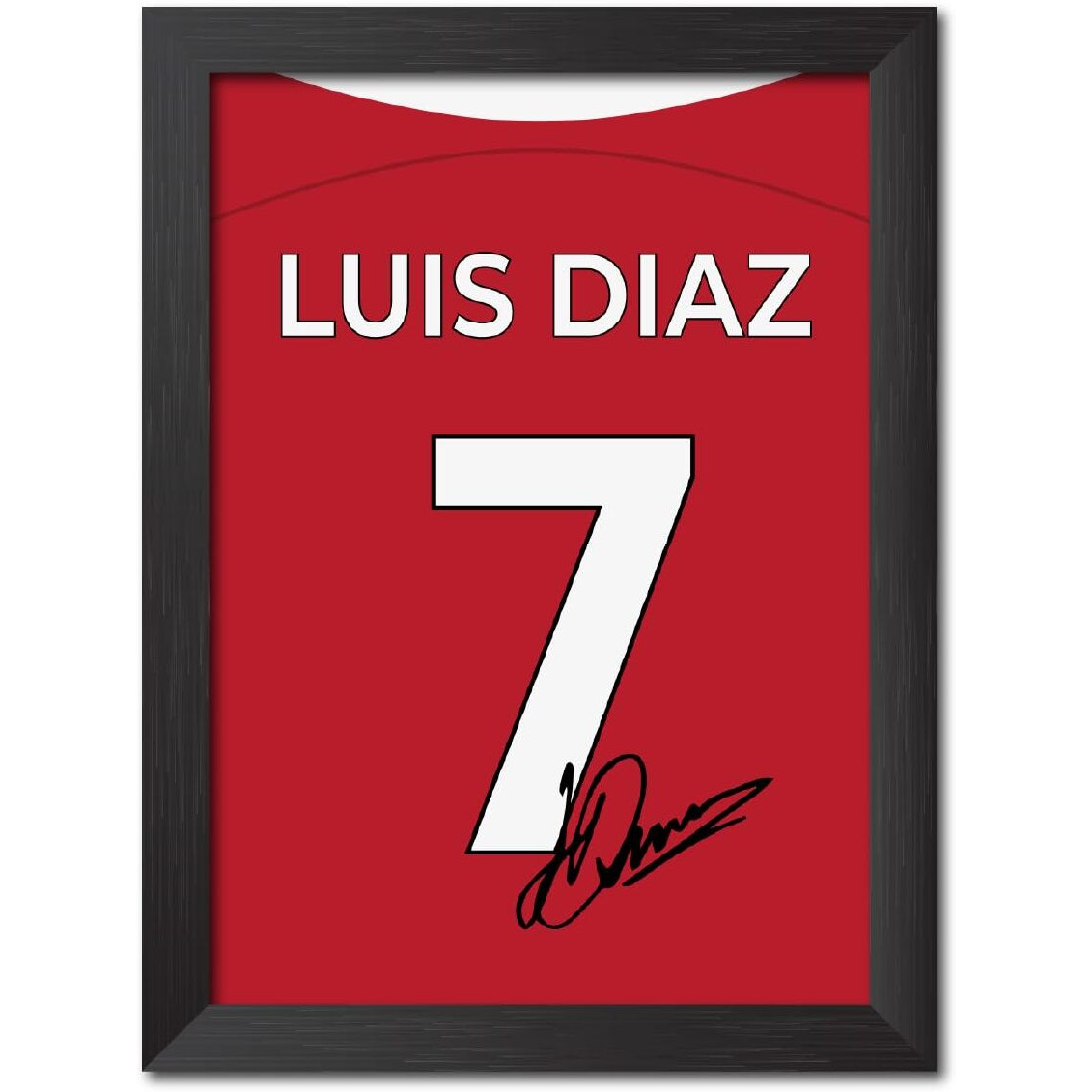 Tenorarts Luis Diaz Poster Frame Liverpool Jersey Laminated Photo Print With Signature Framed Painting With Matt Finish Black Texture (12 Inches X 9Inches)