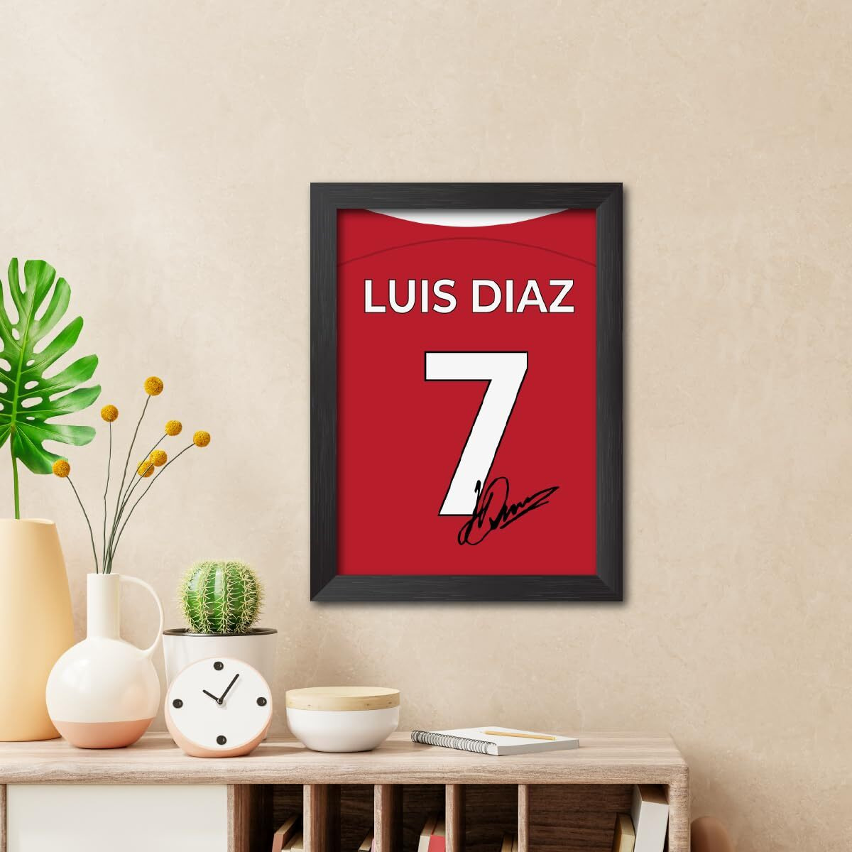 Tenorarts Luis Diaz Poster Frame Liverpool Jersey Laminated Photo Print With Signature Framed Painting With Matt Finish Black Texture (12 Inches X 9Inches)