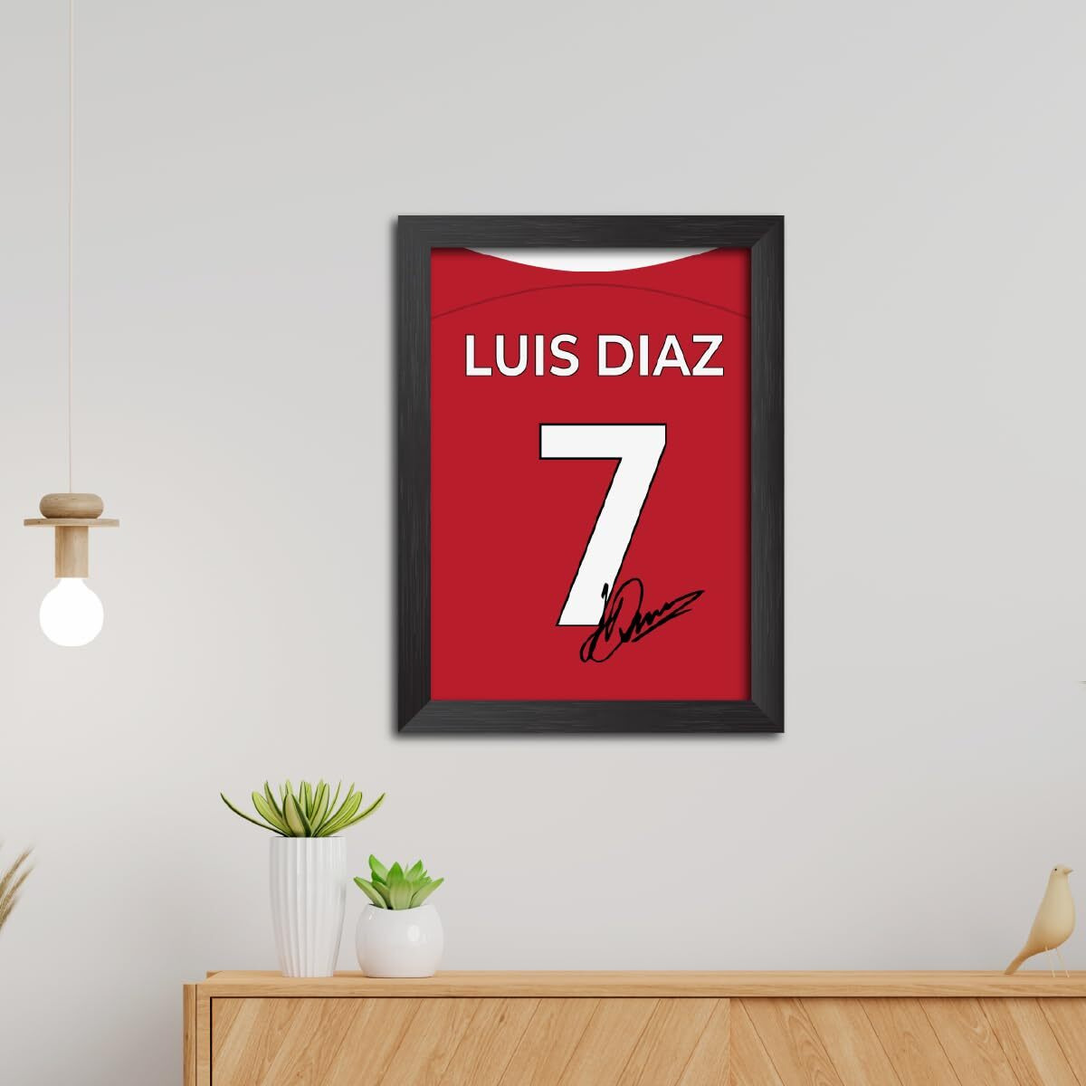 Tenorarts Luis Diaz Poster Frame Liverpool Jersey Laminated Photo Print With Signature Framed Painting With Matt Finish Black Texture (12 Inches X 9Inches)