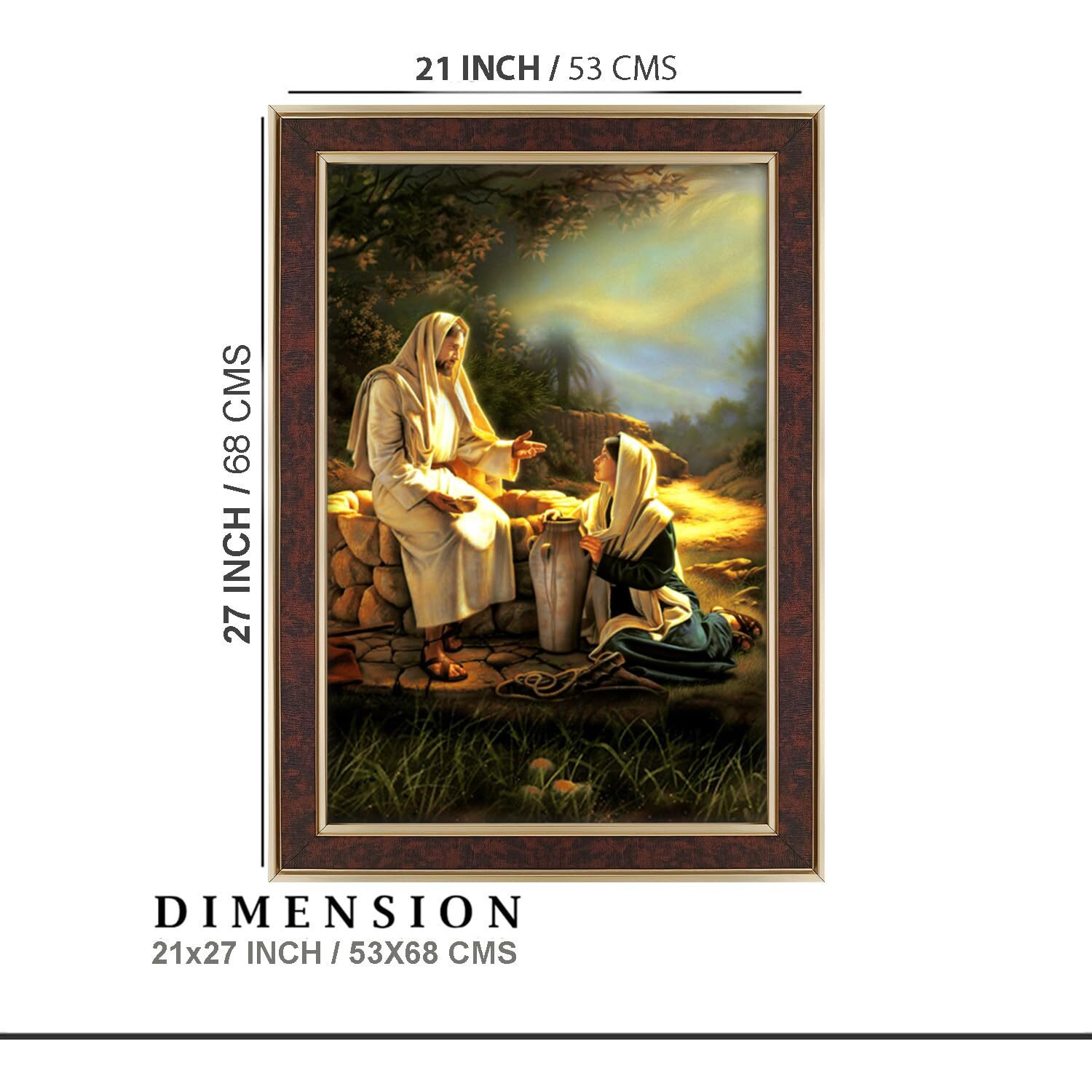 Dharvika Innovations Jesus Christ Paintings For Living Room, Jesus Christ Painting Wall Decoration, Jesus Christ Photo Frame For Wall Decoration 2325 (21X27 Inch) Brown