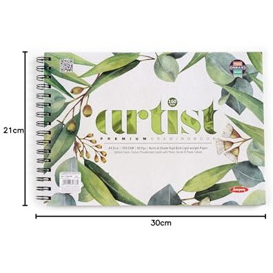 Anupam Premium Artist Drawing Book A4 | Acid-Free Natural Shade Paper | Cartridge Paper | 40 Sheet, 80 Pages | 140Gsm Wireo Book | Ideal For Drawing, Sketching, Design & Architecture