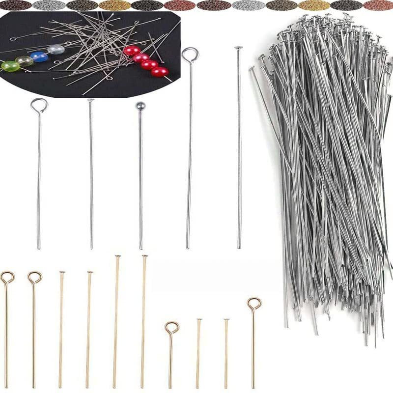 Diy Crafts Flat Head Pins And Eye Pin Sets 22-Gauge/21-Gauge Open Eyepins For Jewelry Making Diy Accessories - 20-50Mm, Packed As Image Mix Unssorted Random (30 Gram, Chrome Silver)