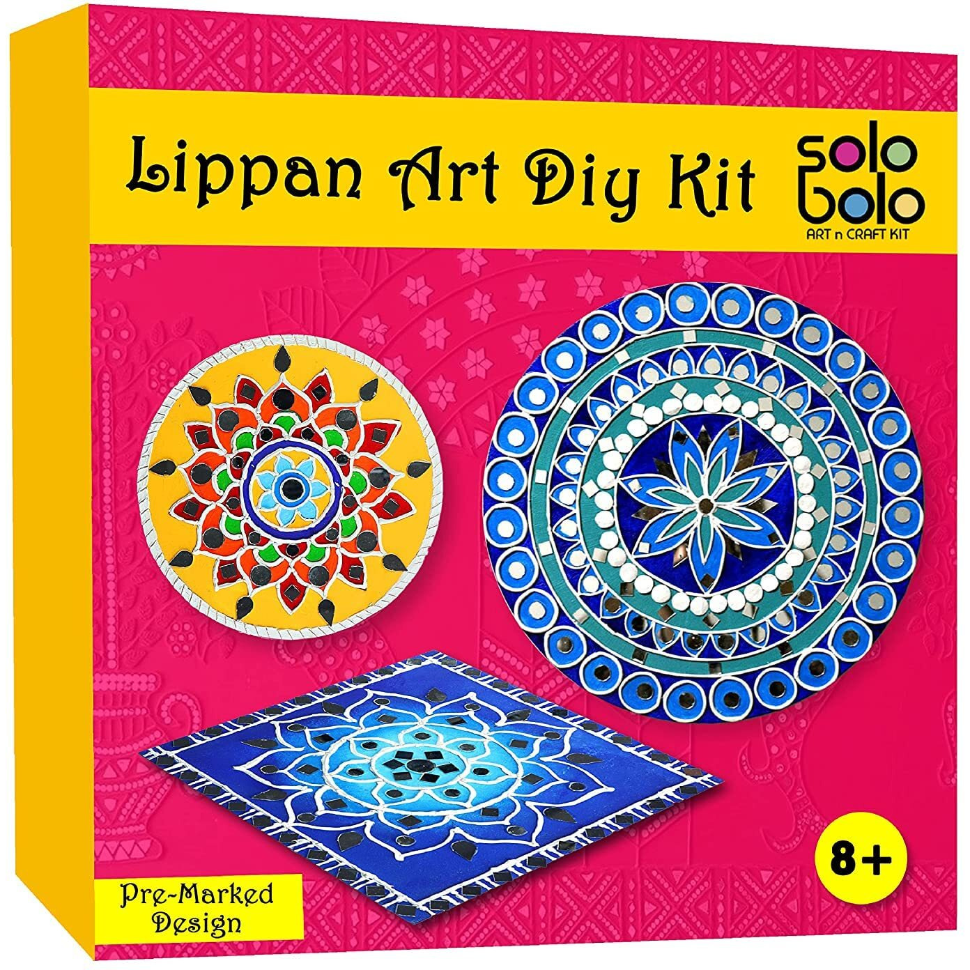 Solobolo Lippan Art And Craft Materials Kit For Adults And Beginners, Premarked Mdf Board Warli Art Painting Diy Kit With Stands For Room Wall Hanging, Office And Home Decoration