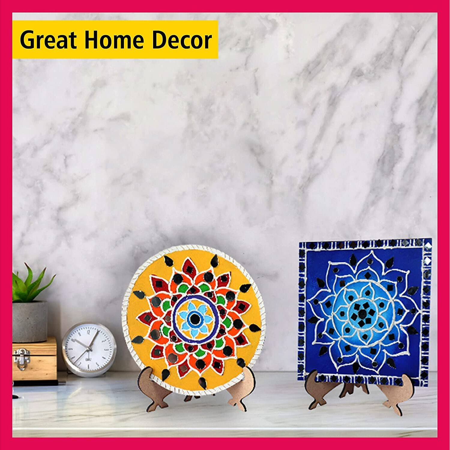 Solobolo Lippan Art And Craft Materials Kit For Adults And Beginners, Premarked Mdf Board Warli Art Painting Diy Kit With Stands For Room Wall Hanging, Office And Home Decoration
