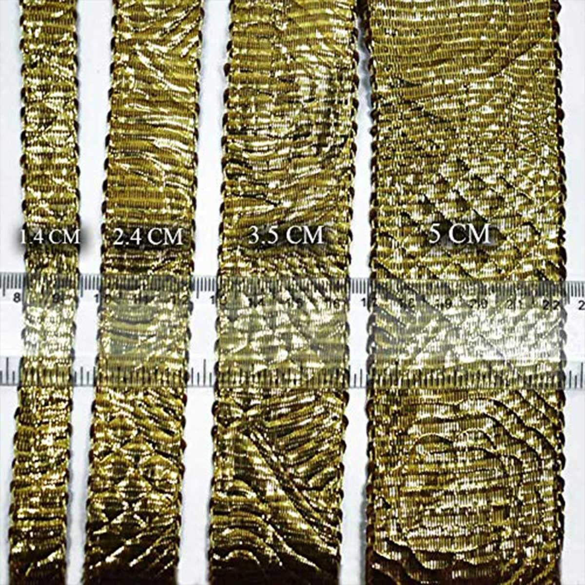 Embroiderymaterial Gota Laces Borders Material For Dresses Clothes Apparels Saree Blouses Making Purpose Dark Gold Color (5 Meter)