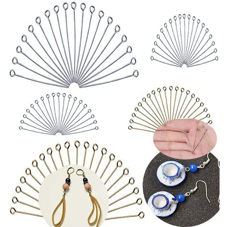 Diy Crafts 100 Grm, Silver, Mix Pcs 10-40Mm 304 Stainless Steel Head Pins Findings 21 Gauge(0.7Mm) Open Eye Pin For Earring Pendant Bracelet Necklace Jewelry Diy Craft Maki (100 Grm, Silver)