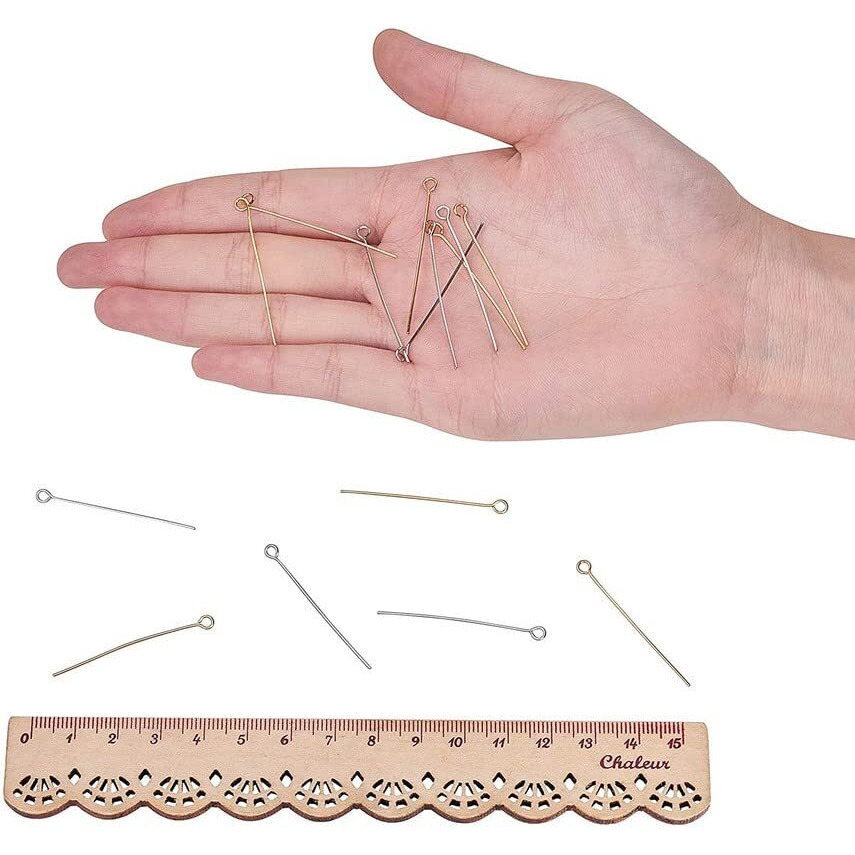 Diy Crafts 100 Grm, Silver, Mix Pcs 10-40Mm 304 Stainless Steel Head Pins Findings 21 Gauge(0.7Mm) Open Eye Pin For Earring Pendant Bracelet Necklace Jewelry Diy Craft Maki (100 Grm, Silver)