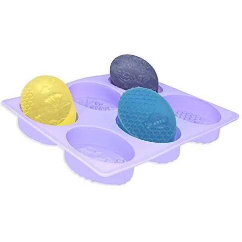Beverlion 2 Pack Soap Molds Silicon Molds, 3D Bee Silicone Soap Molds, 6-Cavity Soap Molds, Honeycomb Baking Mold, Mold For Cupcake, Muffin, Loaf, Brownie, Corn Bread, Pudding, Ice Cube (Lavender)