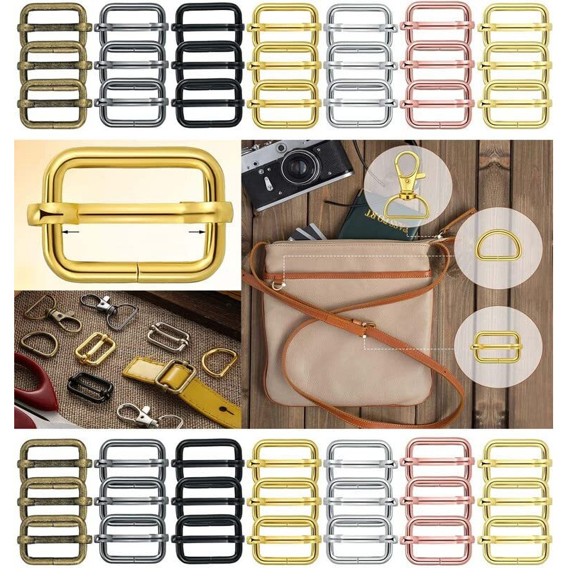Diy Crafts 15 Pcs Slide Buckles, Golden, Alloy Lobster Clasps Claw Clasps, D Rings, Slide Buckle Accessory For Necklace,Lanyards Lobster Hardware Making Bracel (15 Pcs Slide Buckles, Golden)