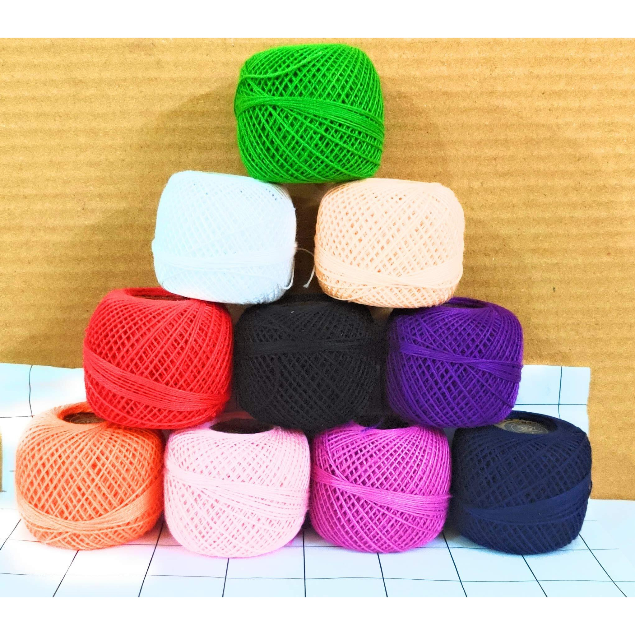 Rsp Quality Bit Embroidery Material Crochet Cotton Thread Yarn For Knitting And Craft Making (10 Ball, Multicolor)