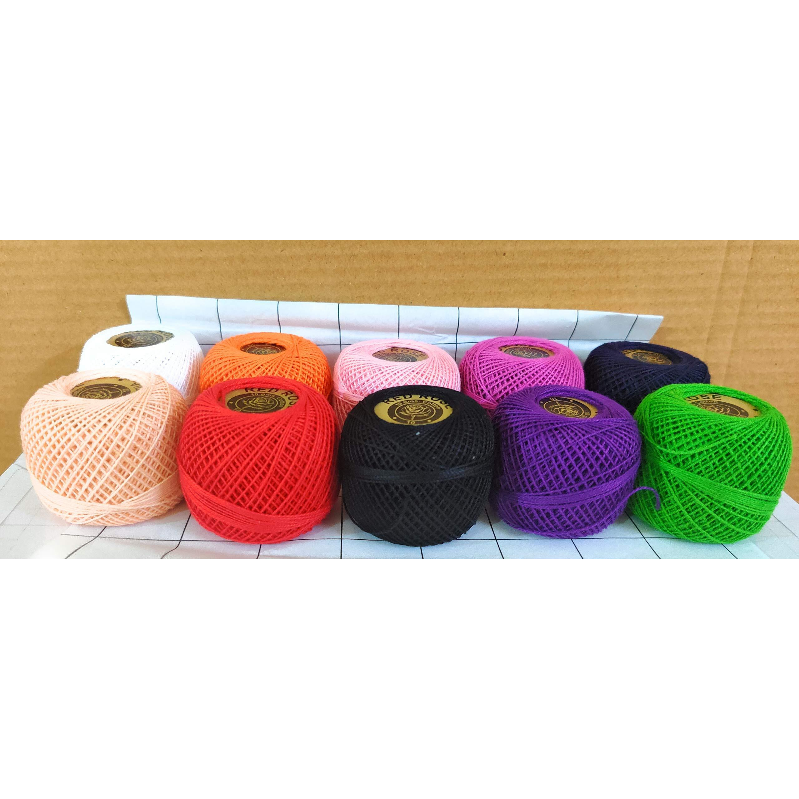 Rsp Quality Bit Embroidery Material Crochet Cotton Thread Yarn For Knitting And Craft Making (10 Ball, Multicolor)