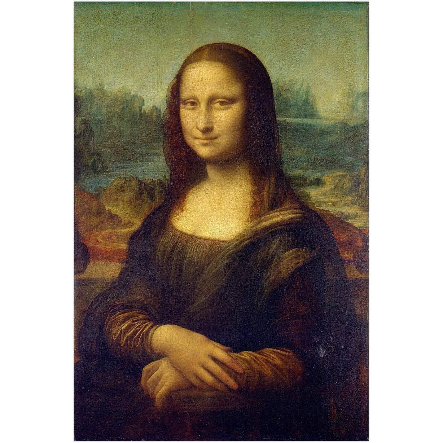 Printelligent Vintage Monalisa Canvas Unframed Wall Art Paintings (12X18-Inches, Multicolour)