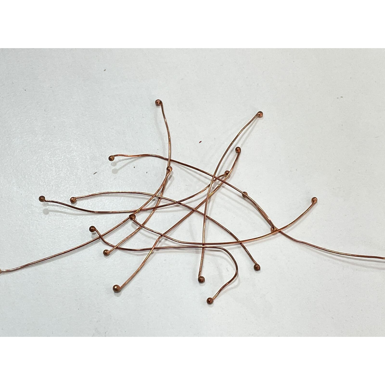 Omx, 100 Grams, 22 Guage (0.64 Mm) Thick, Antique Copper Brass Long Ball Head Pins (Approx 250 Pc) For Beading - Double Sided Ball Head Pin Wires For Jewellery Making, Also Known As Mongra Wire