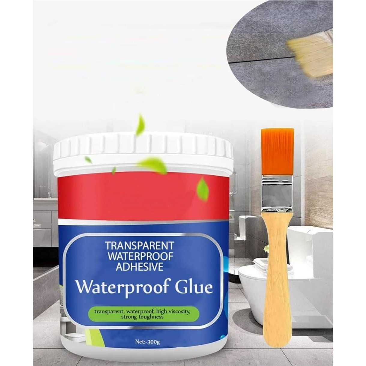 Crack Seal Glue 300Gm With Brush Transparent Waterproof Glue For Roof Leakage Crack Seal Agent Roof Water Leakage Solution Water Proof Glue Transparent Glue Waterproofing For Pipe Wall Tiles (5)