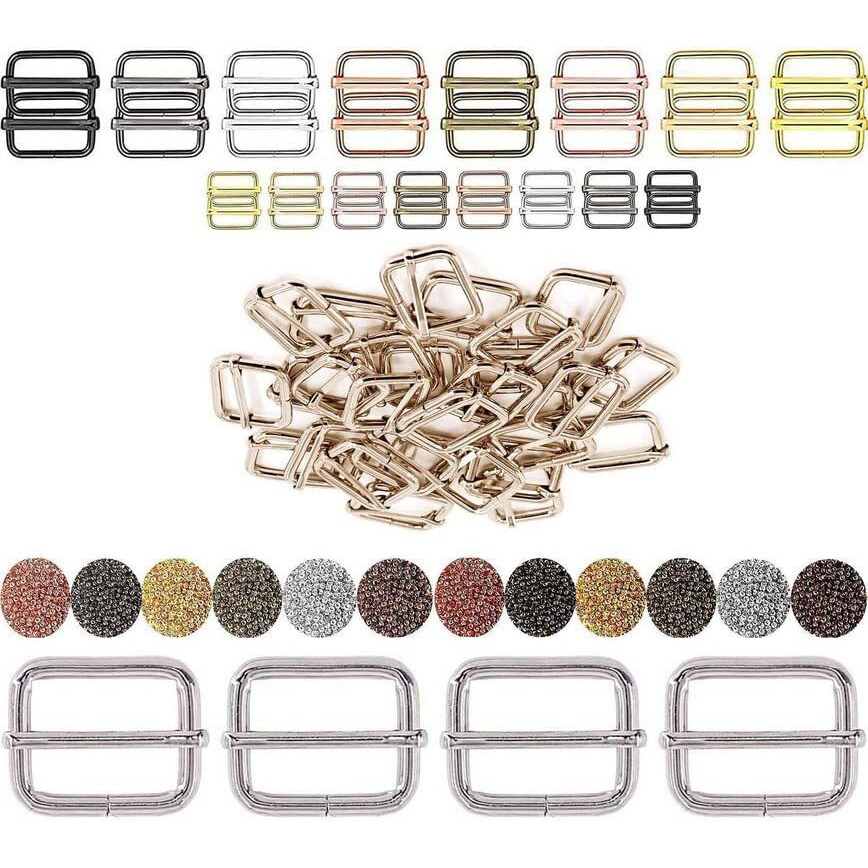 Diy Crafts 10 Pcs Slide Buckles, Chrome Silver, Slide Buckle Metal Larger Lobster Clasp Extension Chain Hook D Ring Slide Buckle For Keychain Key Ring Clip Con(10 Pcs Slide Buckles, Chrome Silver)