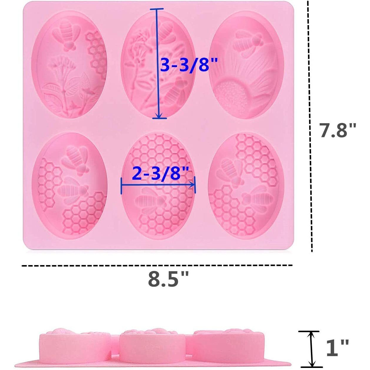 Beverlion 2 Pack Soap Molds Silionc Molds, 3D Bee Silicone Soap Molds, 6-Cavity Soap Molds, Honeycomb Baking Mold, Soap Making Mold For Cupcake, Muffin, Loaf, Brownie, Corn Bread, Pudding, Ice Cube