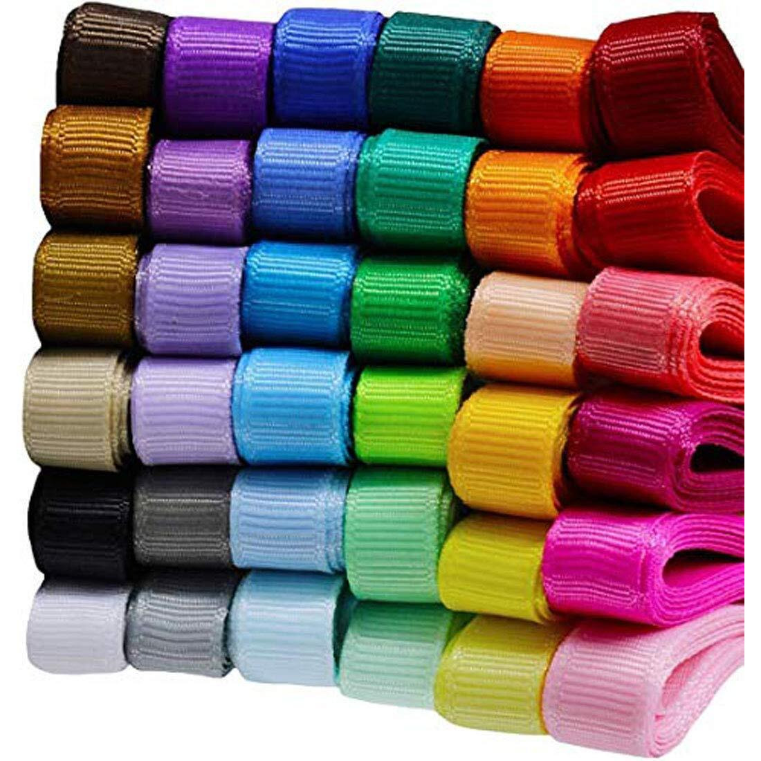 Diy Crafts Pack Of 36 Rolls, Design No  2, Wide Rainbow Color Grosgrain Ribbons Set For Gi (Pack Of 36 Rolls, Design No  2)