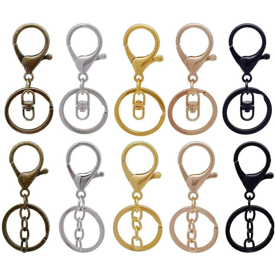 Diy Crafts 10 Pcs Slide Buckles, Golden Bright, Choice Colors Larger Lobster Clasps With Keychain Rings + Tail Chains Or Swivel Clasps 2 Type Mix, Metal (10 Pcs Slide Buckles, Golden Bright)