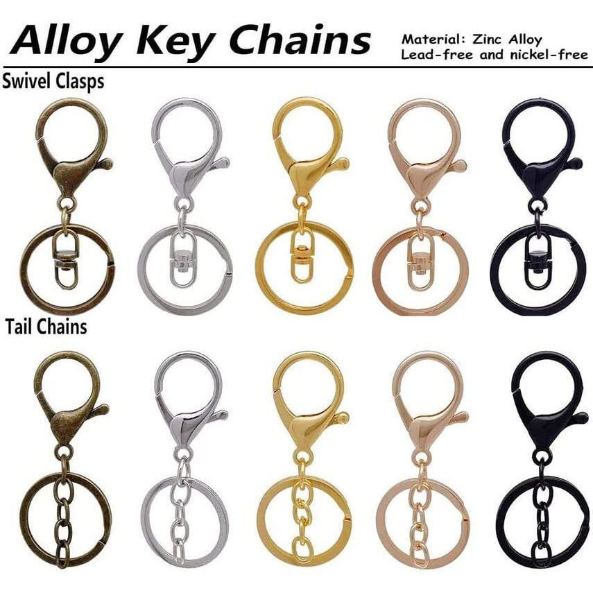 Diy Crafts 10 Pcs Slide Buckles, Golden Bright, Choice Colors Larger Lobster Clasps With Keychain Rings + Tail Chains Or Swivel Clasps 2 Type Mix, Metal (10 Pcs Slide Buckles, Golden Bright)