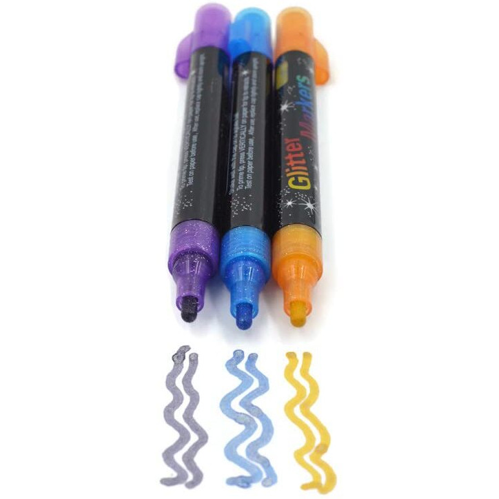 The Art Box Glitter Markers, Sparkle Markers, Unique Arts And Crafts Supplies, 3 Count