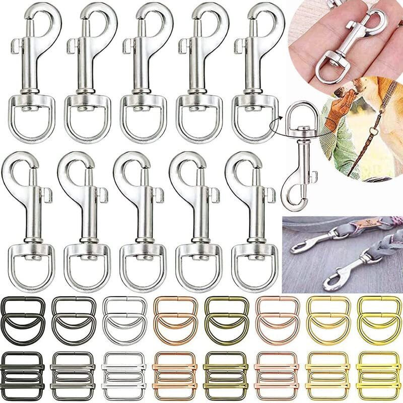Diy Crafts 25 Sets, Silver, Metal Heavy Duty Eye Clasp Multipurpose For Spring Pet Buckle Key Chain For Linking Dog Leash Collar Diy Project Metal B(25 Sets, Silver)