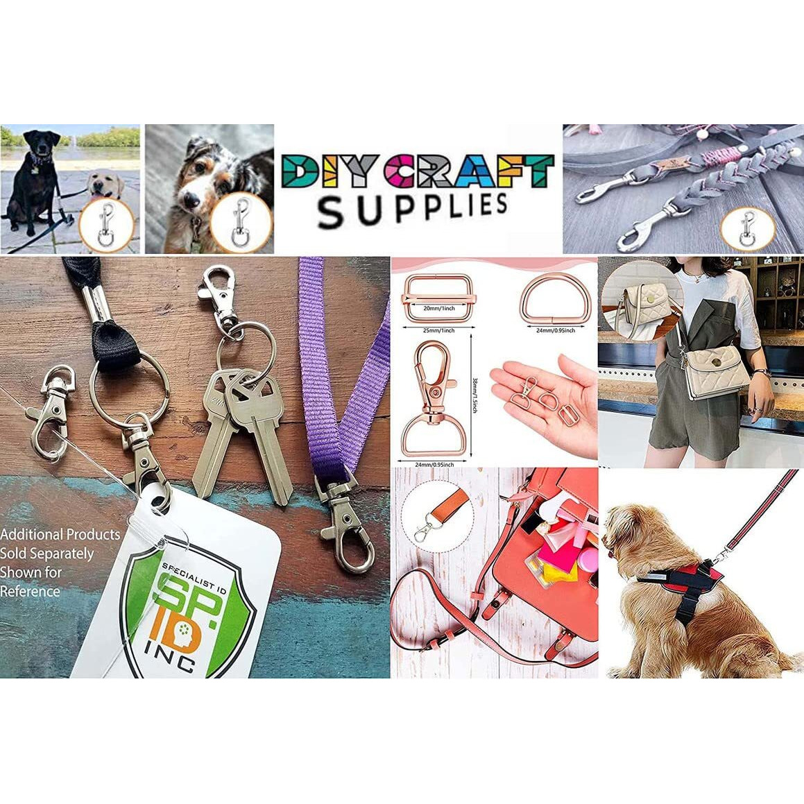 Diy Crafts 25 Sets, Silver, Metal Heavy Duty Eye Clasp Multipurpose For Spring Pet Buckle Key Chain For Linking Dog Leash Collar Diy Project Metal B(25 Sets, Silver)