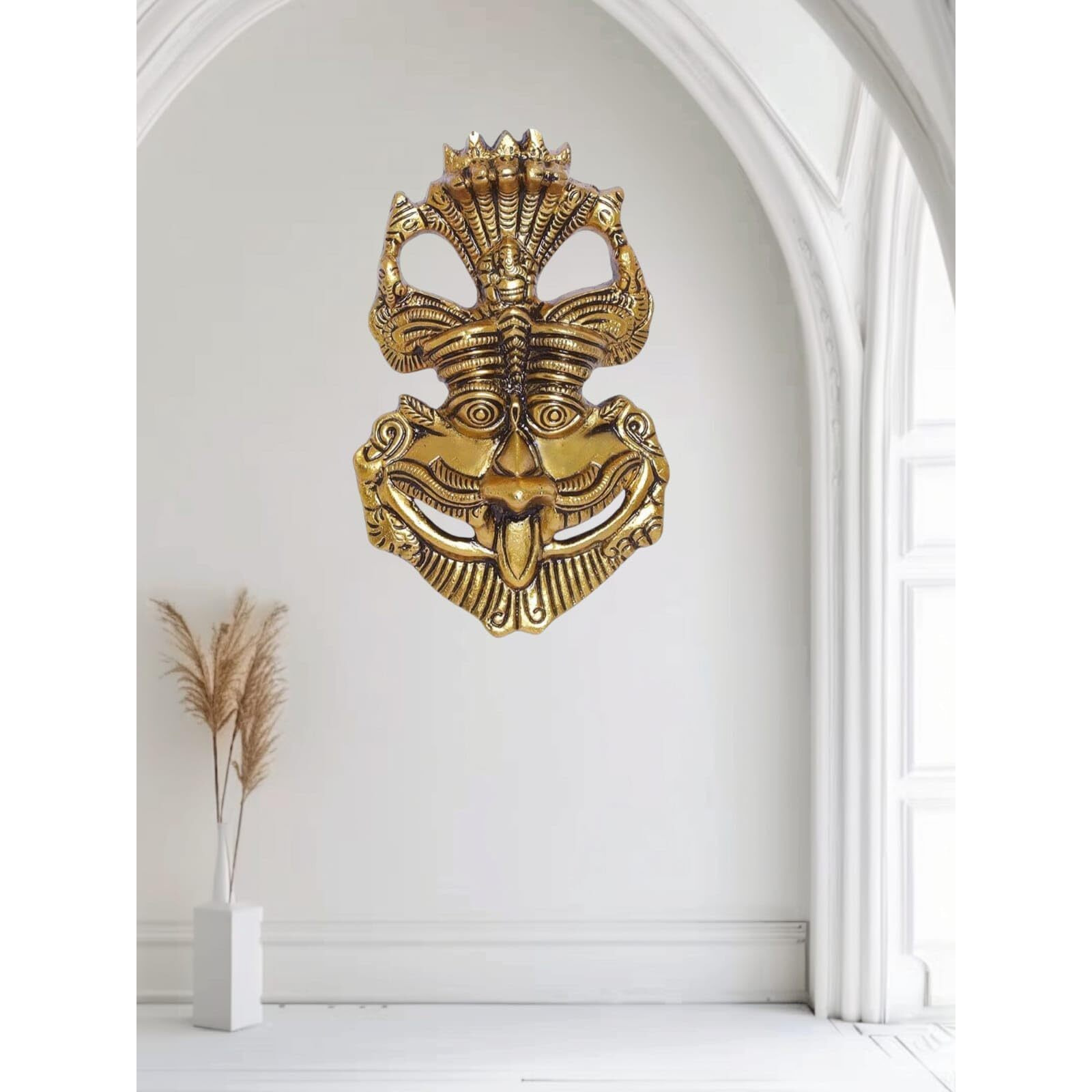 Denique Metal Nazar Battu Keertimukh For Wall Hanging Showpiece,Nazar Battu Bhoot Mahakal Face For Home Vastu Feng Shui Nazar Suraksha Kawach Mask For Evil Eye Protector Office