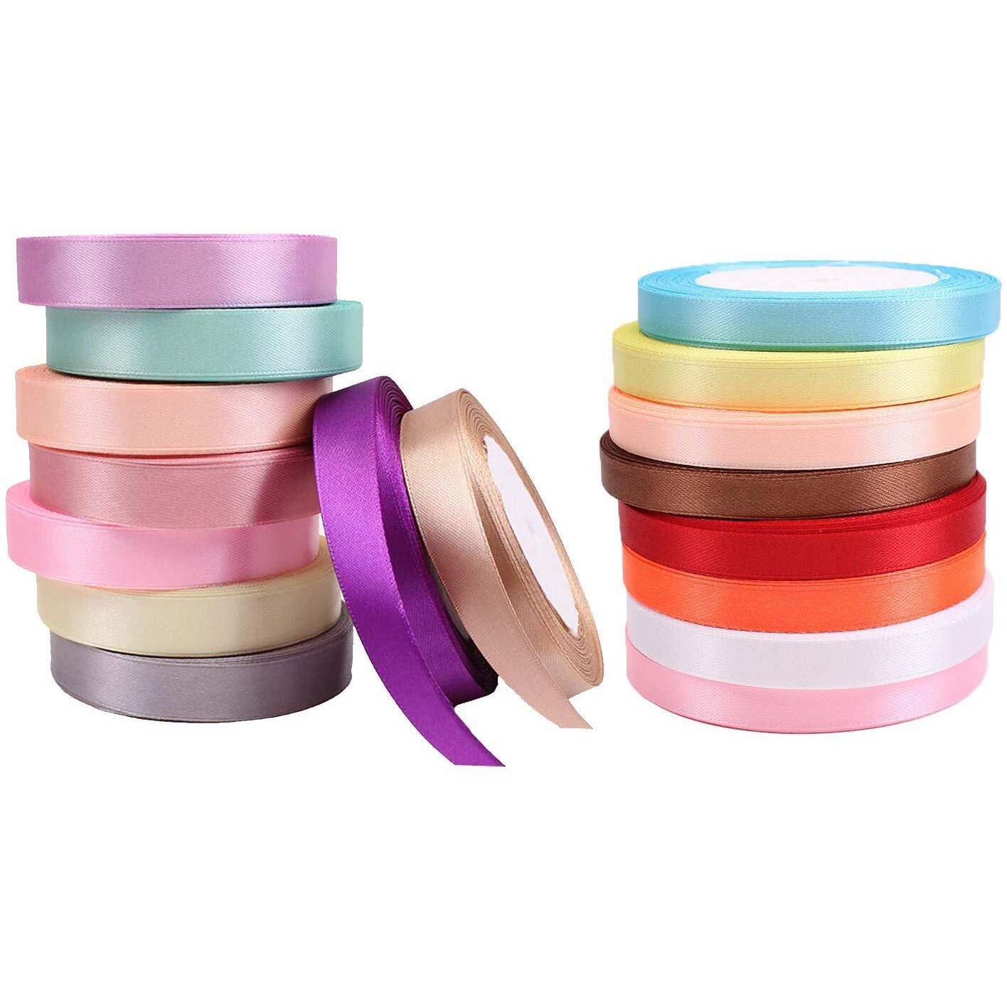 Diy Crafts Pack Of 25 Yards, Random Mixed Colour, 25Yards Width  0.6 Cm Grosgrain Satin Ribbons For Wedding Christmas Party Deco(Pack Of 25 Yards, Random Mixed Colour)