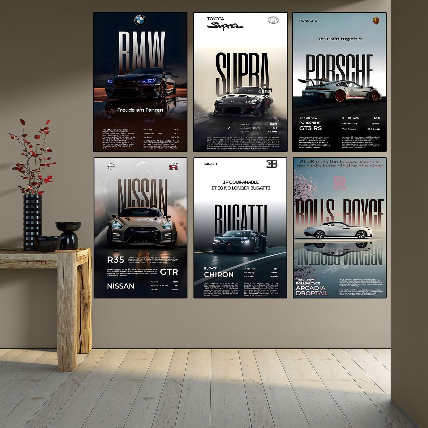 Fit-In Trends Car Poster For Wall Boys Room|Super Car Poster Stickers | Gifting Ideas For Men Boys Car Lover's | Wall Art For Living Room, Office, Dining Room| A4 Size Wall Art
