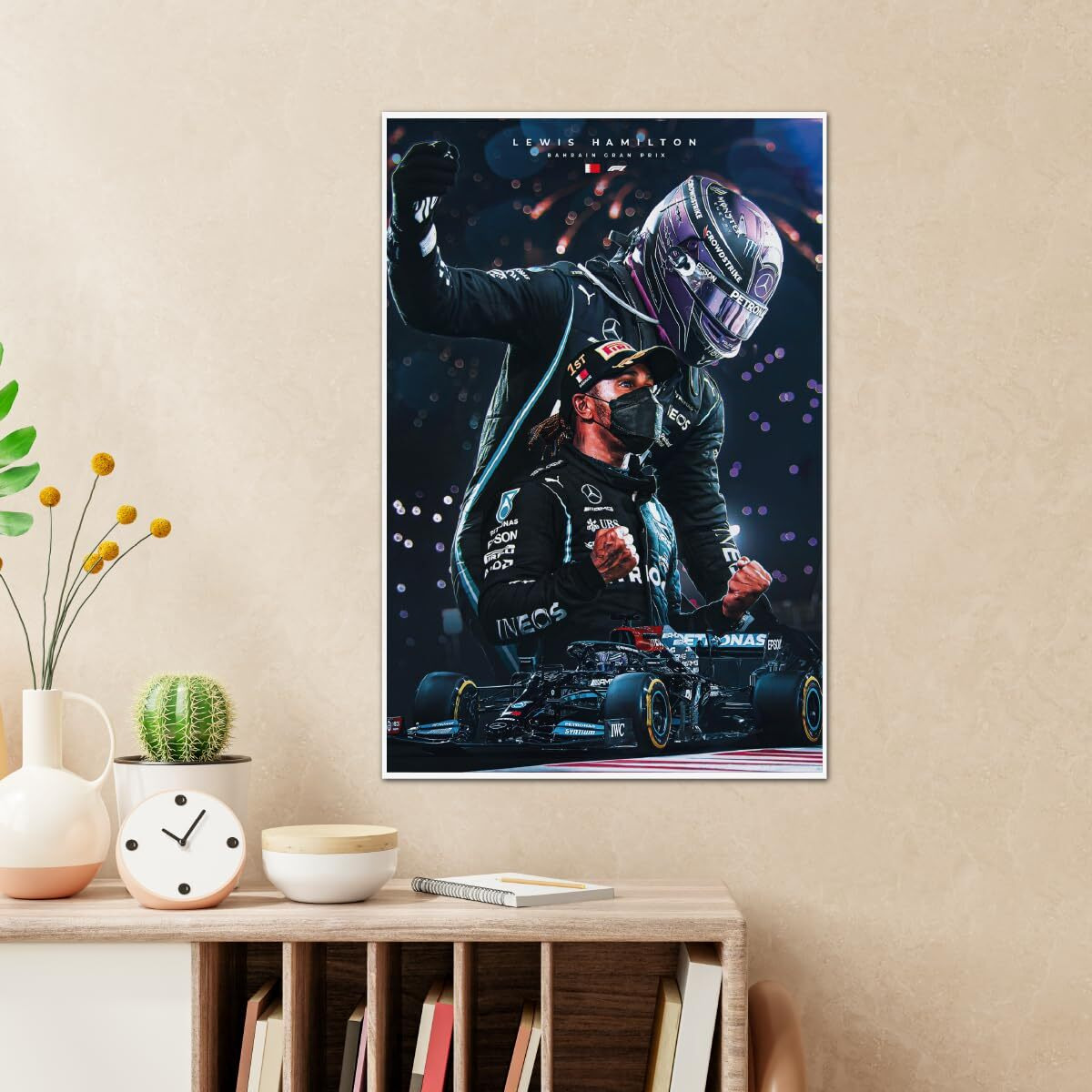Tenorarts Formula One Racer Lewis Hamilton Poster F1 Fan Art Print Wall Poster With Thick 300 Gsm Matt Finish Paper (18Inches X 12Inches)