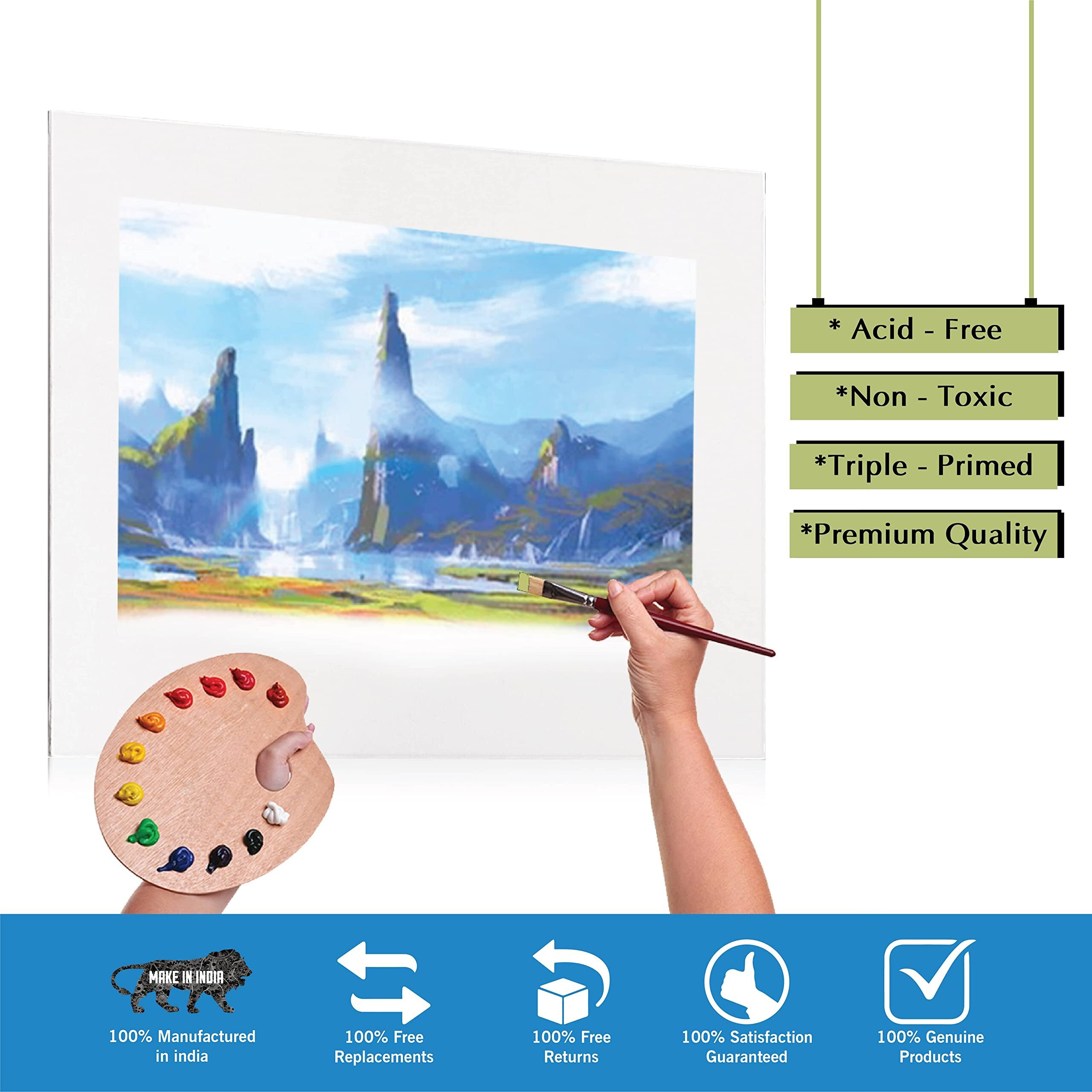 Eduway Canvas Board For Painting- (8X10) | Premium Quality 7Oz Pre-Primed Cotton Canvas Board For Artists & Beginners | Ideal For Acrylic, Oil, Gouache, Pastels Colors (Pack Of 6) (20X25 Cms)..
