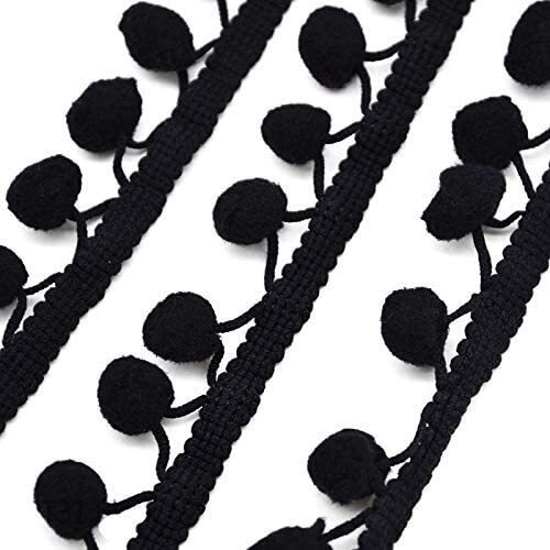 Ravaiyaa - Attitude Is Everything Pom Pom Mini Bobble Ball Fringe Braid Lace Trimming For Crafting Sewing Hats (10 Meter, Black)