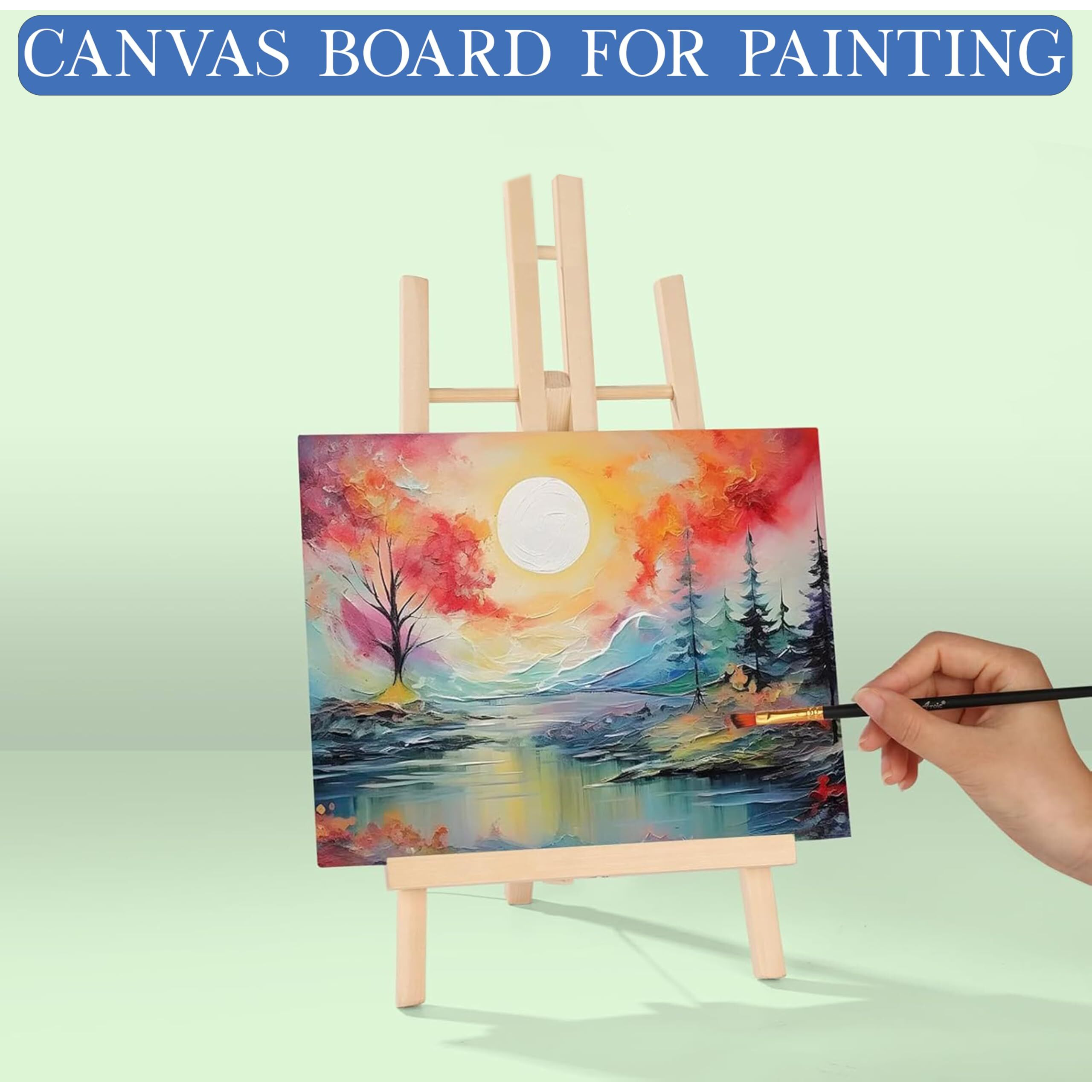 Eduway Canvas Board For Painting- (12X16) | Premium Quality 7Oz Pre-Primed Cotton Canvas Board For Artists & Beginners | Ideal For Acrylic, Oil, Gouache, Pastels Colors (Pack Of 5) (30X40 Cms).