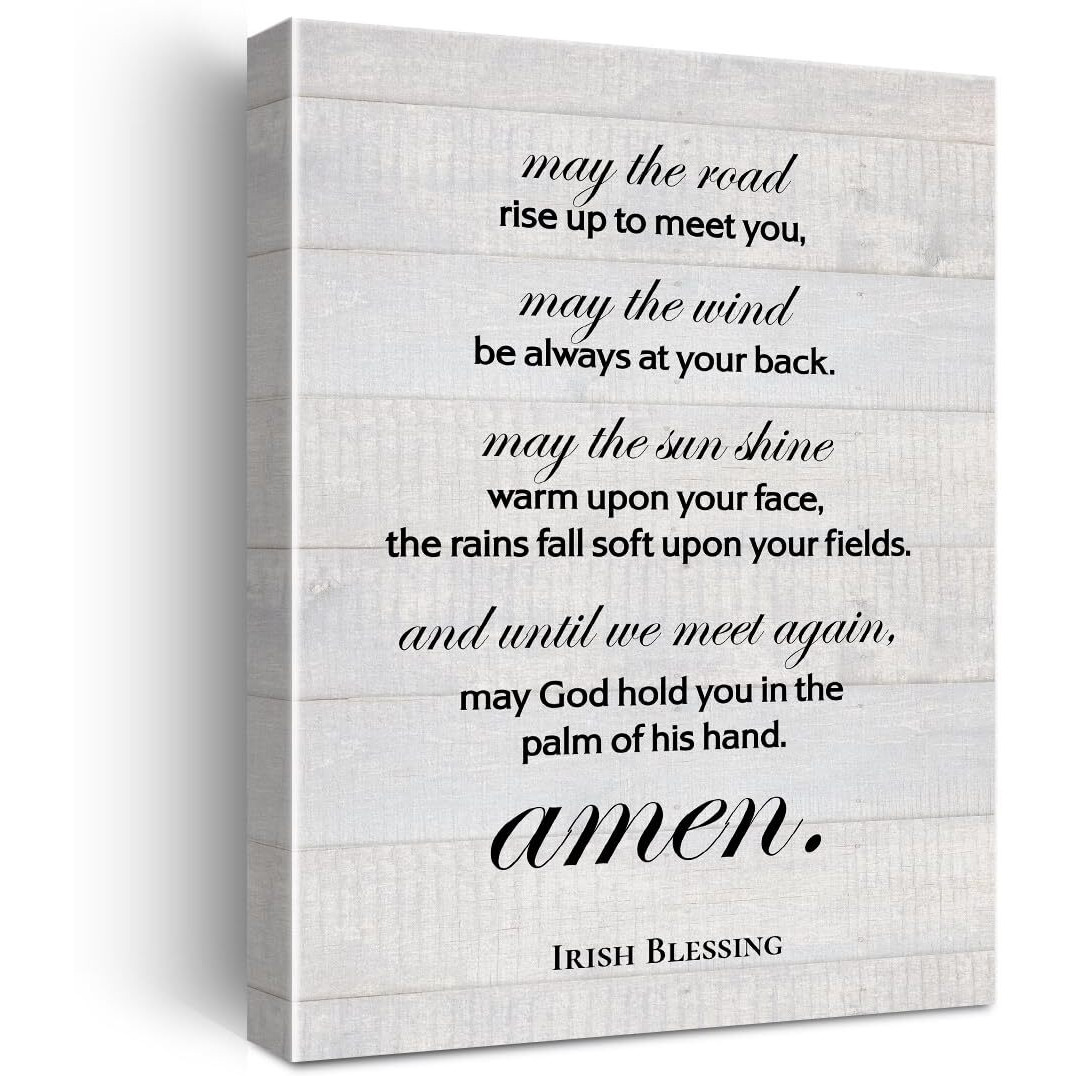 May The Road Rise Up To Meet You Irish Blessing Poster Canvas Wall Art For Home Office Decor - Positive Scripture Canvas Print Wall Art Painting Ready To Hang Gifts - Easel & Hanging Hook 12X15 Inch