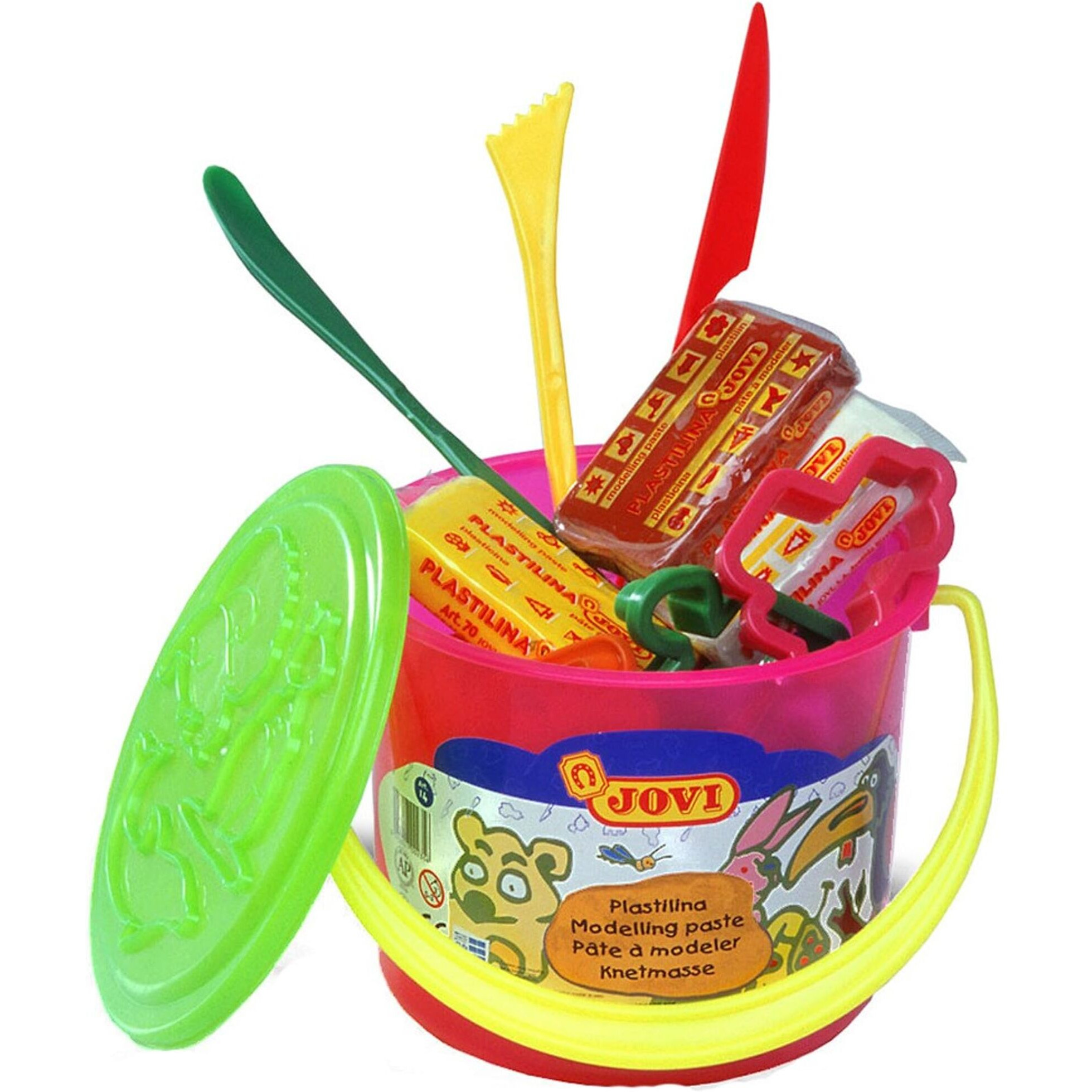Jovi Plastilina 6 Color Bars Of Reusable Non-Drying Clay 3 Cutters 3 Tools 1 Sheet For Motor Skills