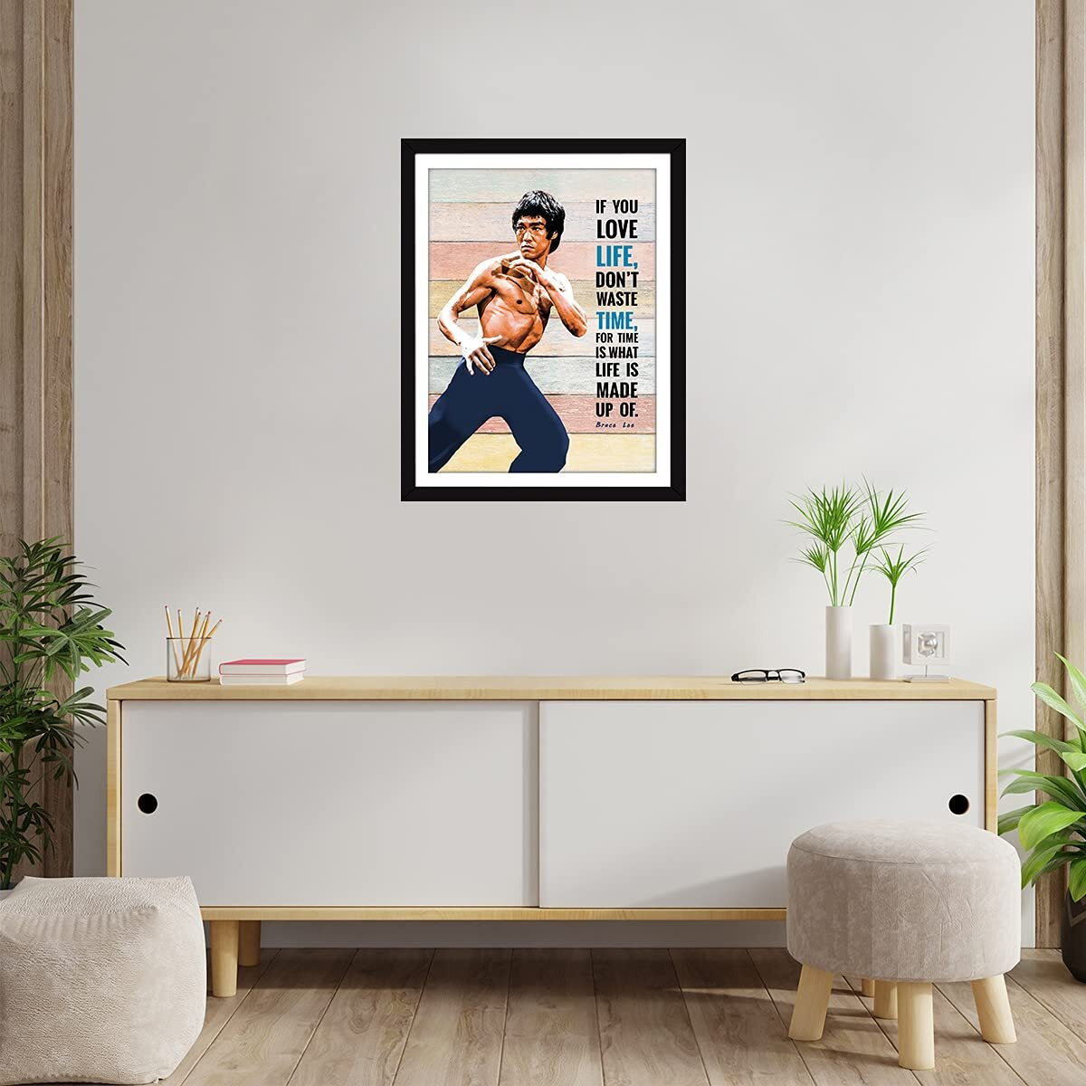 Chaka Chaundh - Bruce Lee Quotes Posters With Frame - Bruce Lee Motivational Quotes Wall Frame - Bruce Lee Posters Framed - Bruce Lee Inspiration Photo Frame - (13.6 X 10.6 Inches)