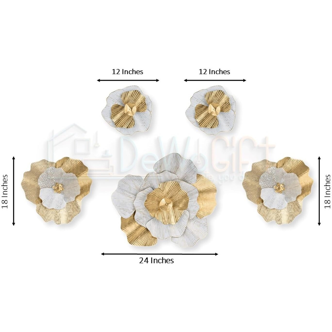 Dewogift Metal Wall Decor | Floral Metal Wall Art | Metal Wall Decor For Living Room | Office Wall Decor | Metal Wall Decor For Bedroom | Metal Art Wall Decor | Metal Decor Set Of 5
