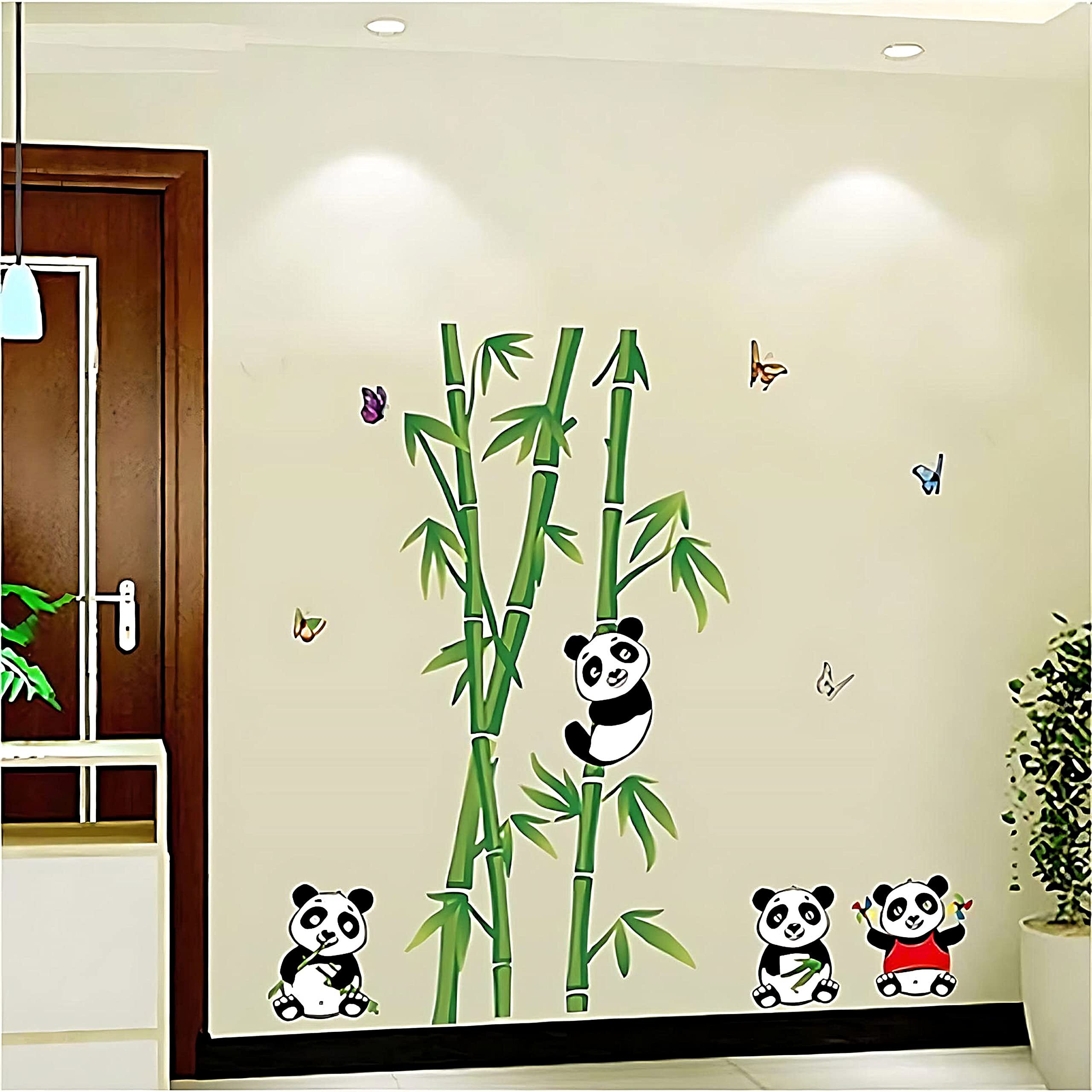 Jaamso Royals Panda Eat Bamboo Cartoon Wall Stickers, Wall Sticker For Kids Room, Animal Wall Stickers For Kids Room, Kids Room Stickers For Wall, Wall Stickers Panda (60Cm X 90Cm)