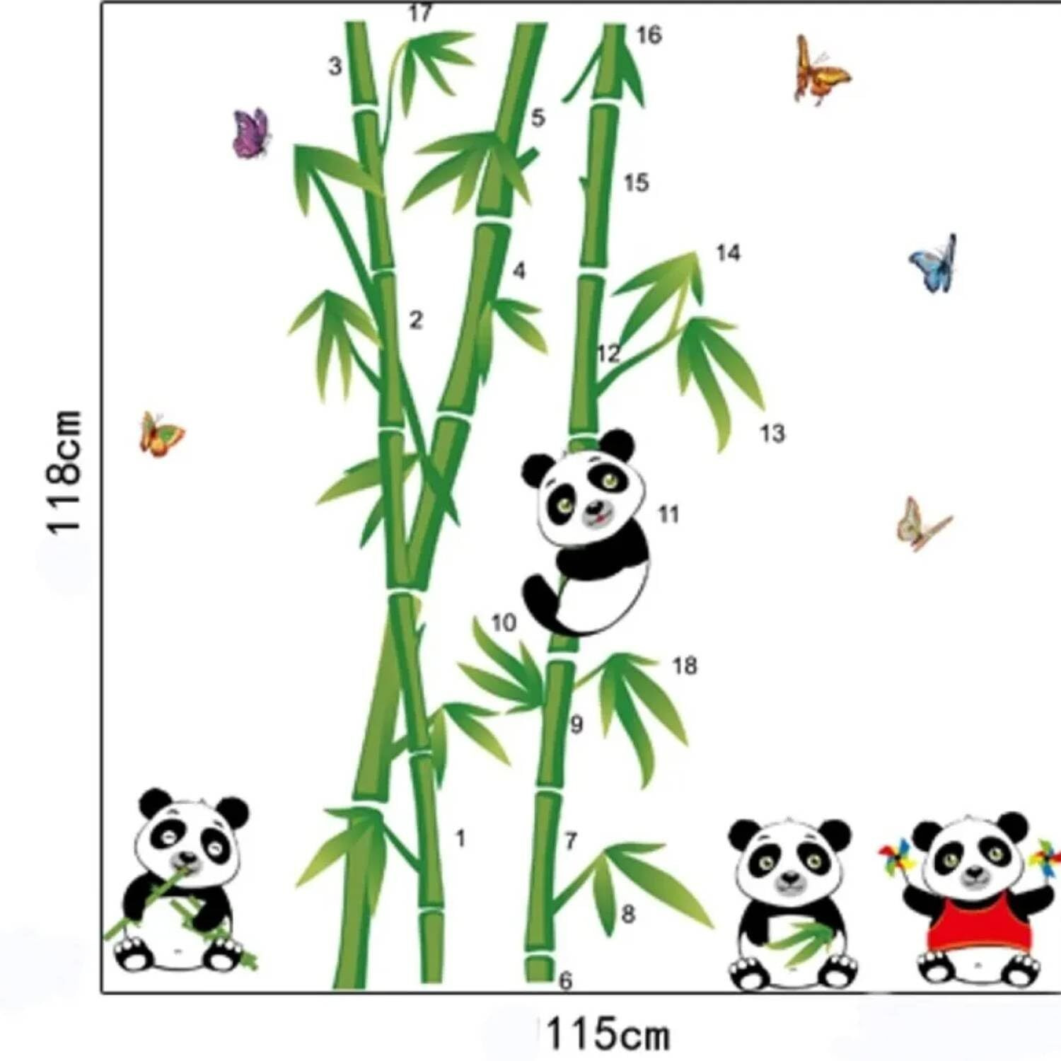 Jaamso Royals Panda Eat Bamboo Cartoon Wall Stickers, Wall Sticker For Kids Room, Animal Wall Stickers For Kids Room, Kids Room Stickers For Wall, Wall Stickers Panda (60Cm X 90Cm)