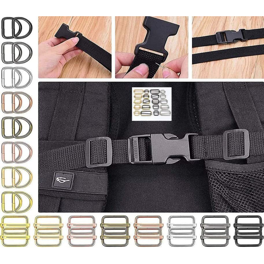 Diy Crafts 5 Pcs Slide Buckles, Bronze, Swivel Clasps + D Rings Slide Buckles,Keychain Rings For Lanyard Snap Hooks Keychain Clip Hooks D Keychain Rings Lobste (5 Pcs Slide Buckles, Bronze)