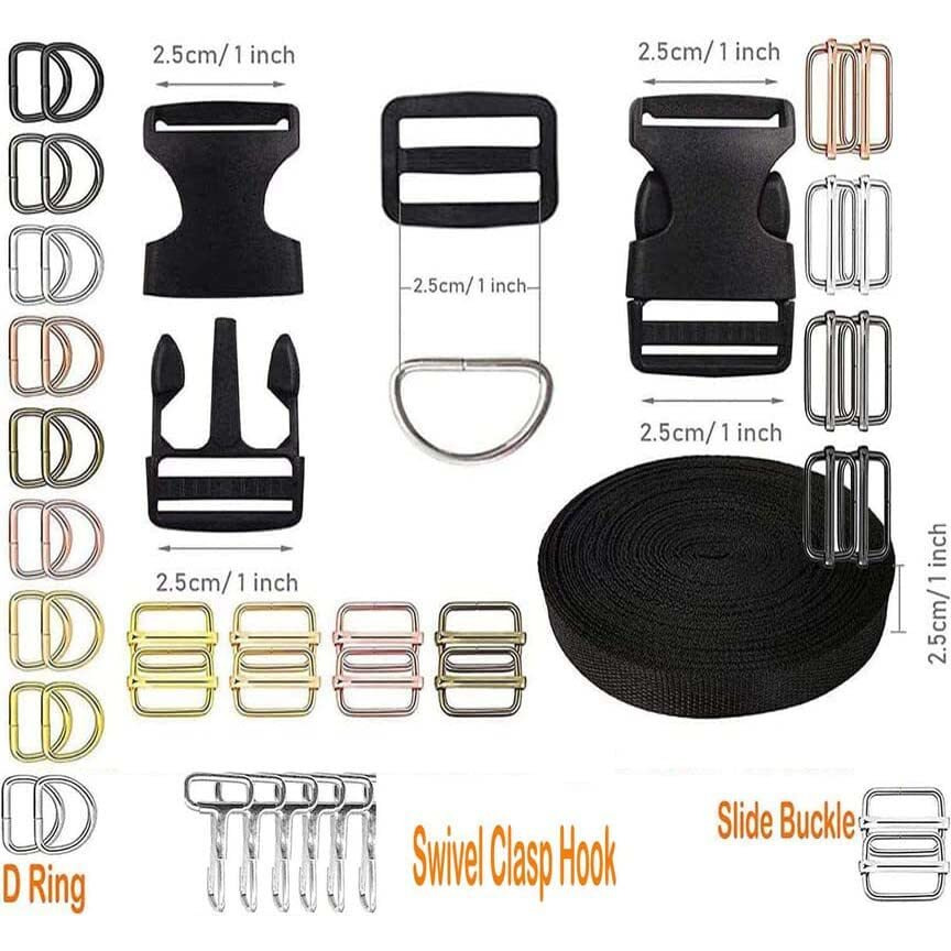 Diy Crafts 5 Pcs Slide Buckles, Bronze, Swivel Clasps + D Rings Slide Buckles,Keychain Rings For Lanyard Snap Hooks Keychain Clip Hooks D Keychain Rings Lobste (5 Pcs Slide Buckles, Bronze)