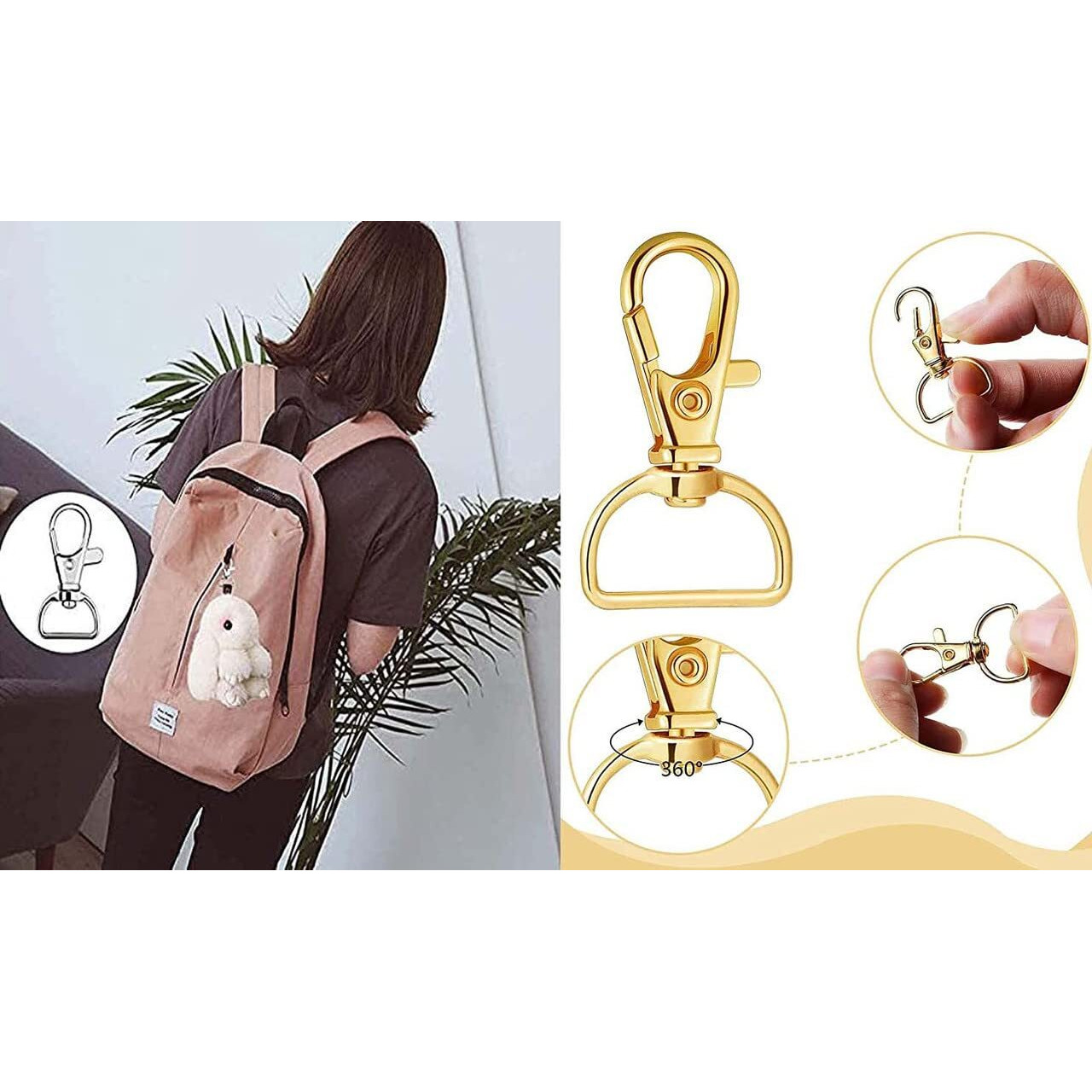 Diy Crafts 15 Pcs Slide Buckles, Gold, Round Swivel Clasps With D Rings Slide Buckles Set Lanyard Snap Hooks Keychain Clip Hooks D Keychain Rings Lobster Claw (15 Pcs Slide Buckles, Gold)